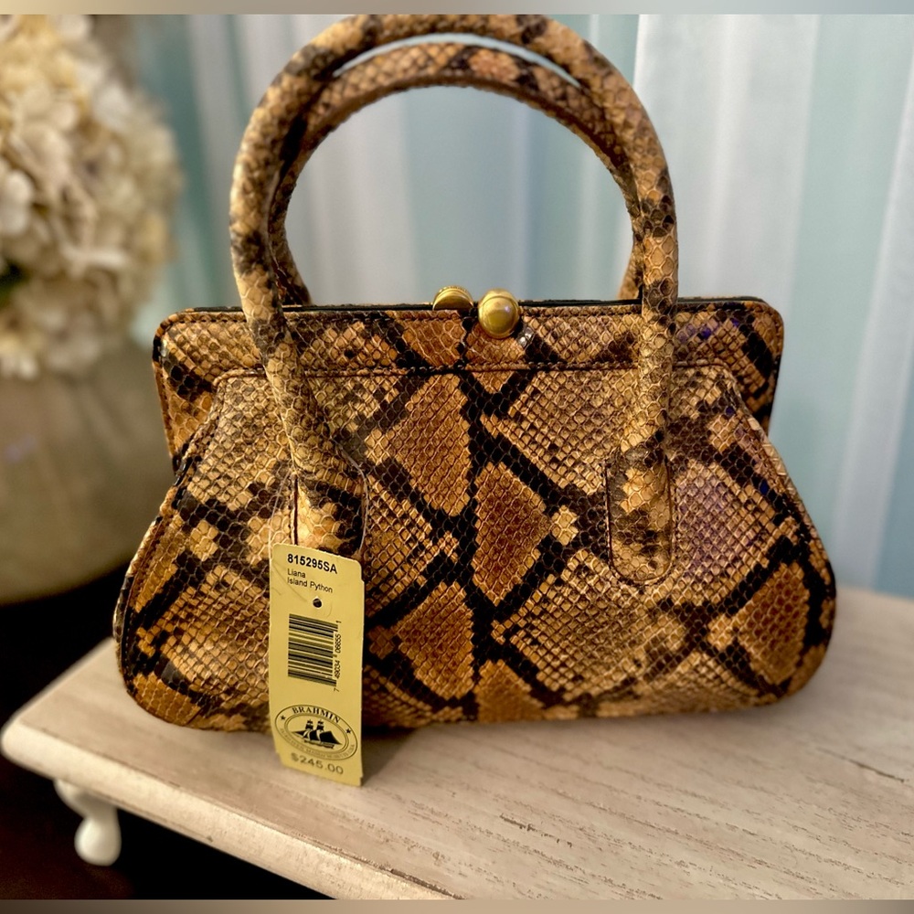 Rare Find! NWT BRAHMIN Liana Island Python Leather Satchel